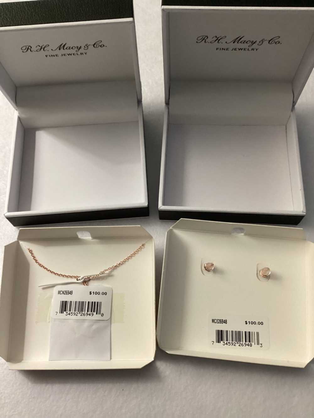 RH Macys Pink Sapphire Heart Necklace and Earrings Set - Picture 13 of 13